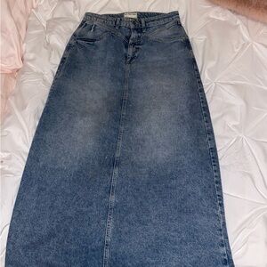 Free People Come As You Are Denim Maxi Skirt Size 6